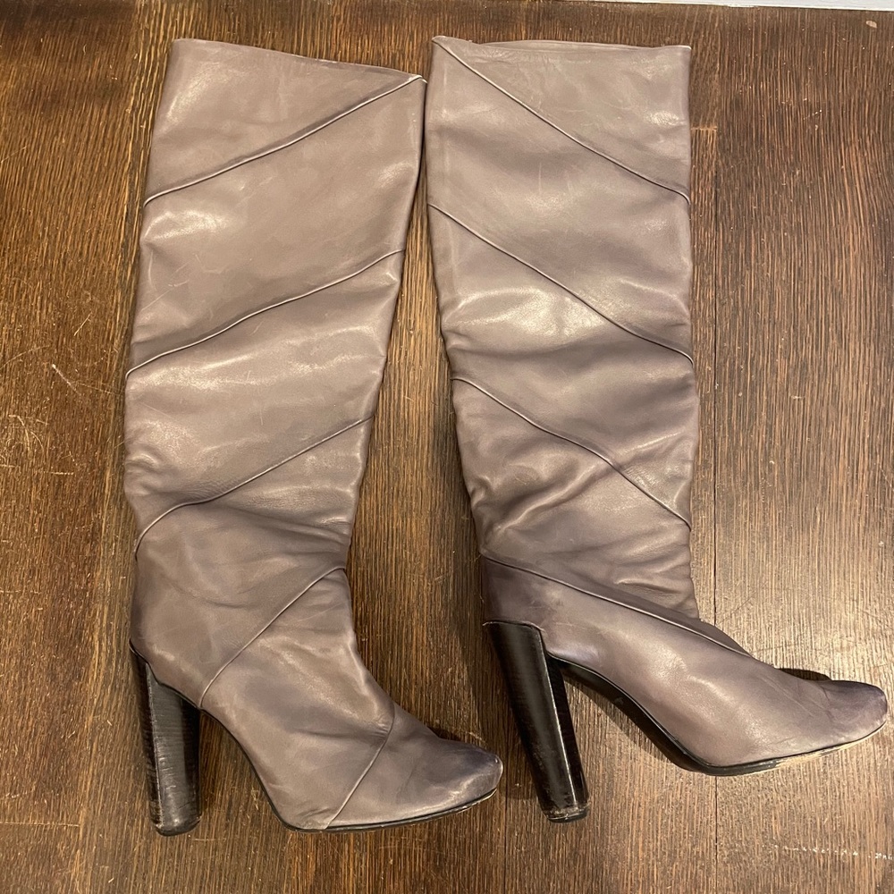 Louis Vuitton gray knee high boots
